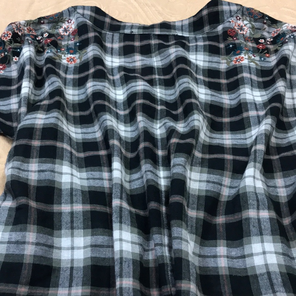Zara Trafaluc Collection plaid embroidered top - Picture 7 of 8